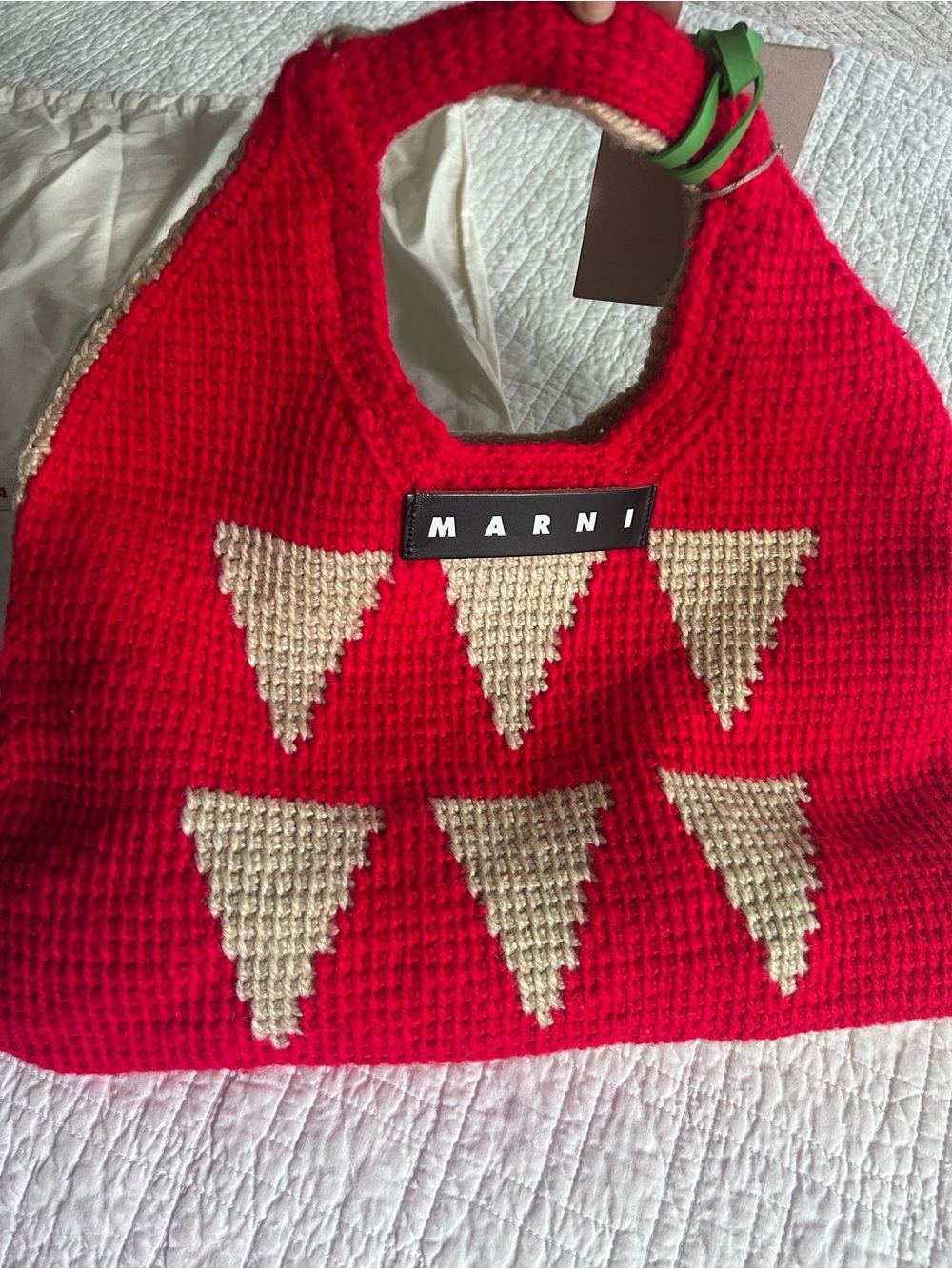 Marni Red and Cream Crochet Crossbody Bag - Picture 6 of 14
